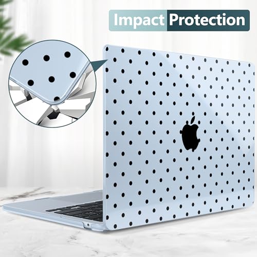DONGKE for MacBook Air 15 inch Case M5 M4 M3 M2 Chip 2026 2025 2024 2023 Release (Model A3448 A3241 A3114 A2941), Hard Shell Case with Keyboard Cover & Type C Adapter, Blue Polka Dots by DONGKE - Used condition - Image 6