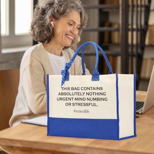 Image of FORBIDDEN PAPER Retirement Gifts for Women Retirement Decorations Travel Gift Lake House Gifts BeachTote Bag