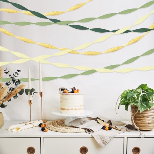 Image of Sage Green Crepe Paper Streamers 8 Rolls 656 ft Crepe Paper Decorations for Birthday Party, Baby Shower, Wedding, Bridal Shower, Bachelorette