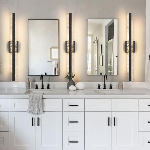 HAHZT Modern Bathroom Vanity Light: Matte Black 32 inch 28W Dimmable LED Bath Bar Light Fixtures Over Mirror - Wall Sconce Picture Lights for Paintings Cabinets Bedroom 3000k