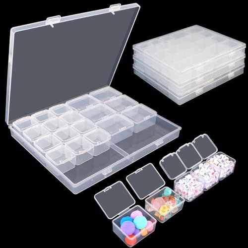 Image of 4 Pack Bead Storage Organizer Box - 23 Grids Clear Plastic Bead Organizer Boxes Clear Small Bead Storage Case for Bracelet Making DIY Jewelry Craft Nail Earrings Desktop Organizer