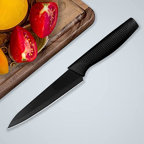 Image of Qshare 3 Piece Professional Kitchen Knife Set with High Carbon Stainless Steel Black Coated Blades, Ergonomic Anti-Slip Handles, and Chef, Santoku, Utility Knives for Home and Restaurant Use