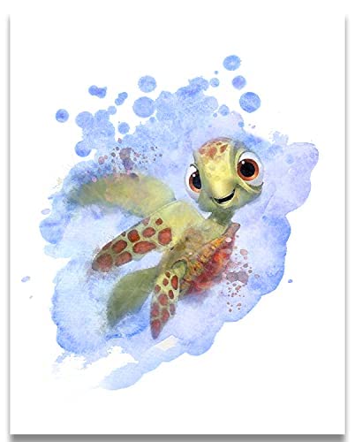 Finding Nemo Dory Watercolor Wall Art Decor - Set Of 5 8X10 Inch - Finding Nemo Party Decorations Posters For Boys Room, Girls Room - Kids Playroom Bedroom Decorations -Finding Nemo Bathroom Decor Unframed #TOP3