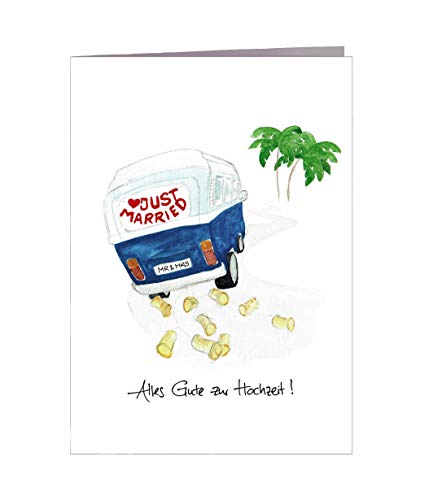 Pablo & FRIENDS | Hochzeitskarte mit Umschlag | Glückwunschkarte Karte Hochzeit, Hochzeitsgeschenk, Geldgeschenk Hochzeit, Heirat, Einladung | Handmade in Hamburg | 100% Recyclingpapier Cover