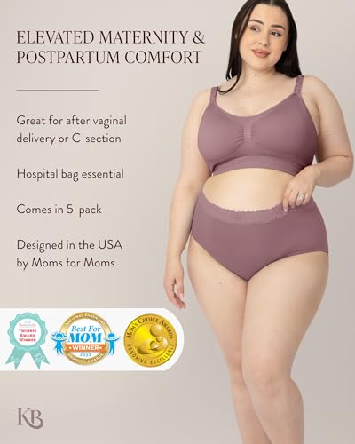 Kindred Bravely High Waist Maternity Underwear for Women and Postpartum Underwear 5 Pack (1X, Neutrals)3