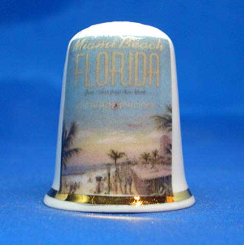 Birchcroft - Dedal Coleccionable de Porcelana China, póster de Viaje Miami Beach Florida, Caja Gratis