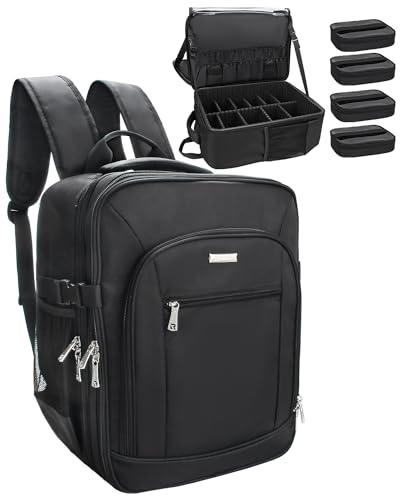 Maletín de cosméticos mochila extra grande estuche de belleza profesional de viaje bolsa de maquillaje para mujeres maletín de maquillaje organizador de almacenamiento para artistas de maquillaje de 3