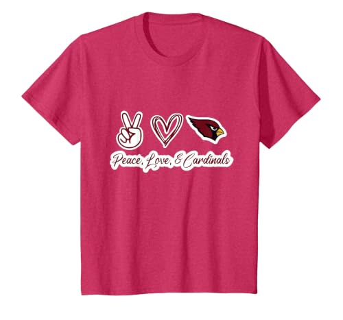 Peace, Love, & Cardinals T-Shirt, Youth, Red Heather, 2T