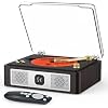 CD Player with Built-in Speakers Bluetooth Input&Output Portable CD Players for Home Music Nostalgic CDs Player with Remote Control Headphone Jack Walnut Brown with Display Screen