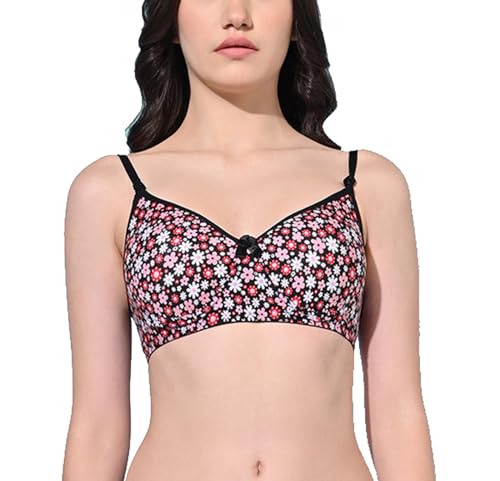 Image of FIMS - Fashion is my style Women Cotton Blend Padded Non-Wired Everyday Bra Pack of 1 Cup- B Multicolor