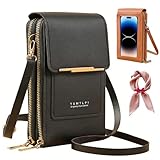 2026 Small Touchscreen Phone Crossbody Bag for Women,Anti-Theft Leather Messenger Bag Rfid Block Mobile Phone Purse(Black)