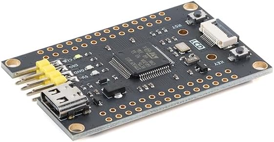 bersudut view of the STM32F103RCT6 Core Board, highlighting the USB-C port and pin headers.