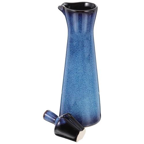HOMSFOU Pot à Huile en Céramique Japonaise Style Japonerie, Bouteille à Condiments en Céramique pour Sauce Soja, Pot D'assaisonnement Maison Finition Bleue Cat’s Eye, 1 Pièce, Cuisine