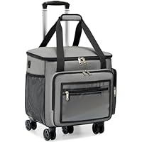 Amythe Rolling Teacher Tote Bag with 15.6" Laptop Compartment, 5 Wheels Craft Cart Organizer with Detachable Trolley, Laptop Briefcase for Women for Office,Work,Travel, Grey