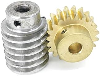 Worm Gear Set 1.5M-20T 20:1 Ratio 1.5 Mod Carbon Steel Rod Shaft 20Teeth Brass Gear Wheel Reduce Transmission Part (Rod-8mm Bore, Gear-10mm)