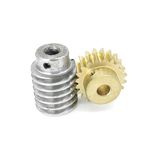 Worm Gear Set 1.5M-20T 20:1 Ratio 1.5 Mod Carbon Steel Rod Shaft 20Teeth Brass Gear Wheel Reduce Transmission Part (Rod-8Mm Bore, Gear-10Mm) #TOP1