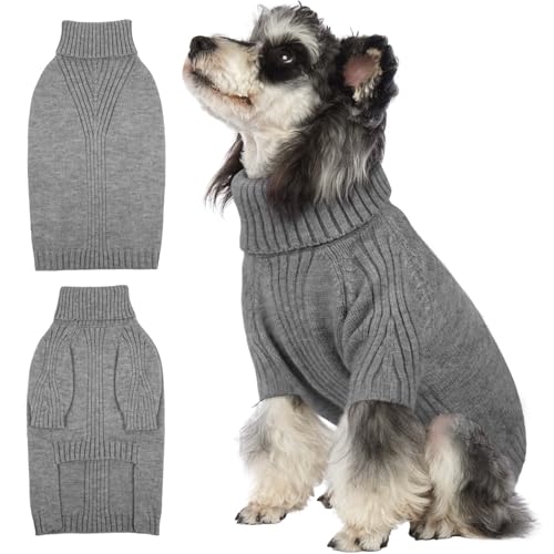 Image of Turtleneck Dog Sweater,Thermal Knitted Sweater for Small Dogs Girl Boy, M | 4-Way Stretchy Fit, Cozy & Warm Pullover Clothes for Fall Winter, Indoor & Outdoor Knitwear, Fit for Frenchie, Dachshund