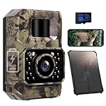 MAXDONE Solar Wildlife Camera 4K 64MP WiFi Bluetooth Trail Camera with Night Vision, Built-in Rechargeable Battery, IP66 Waterproof Garden Camera, 0.1s Trigger, Includes 32GB SD Card