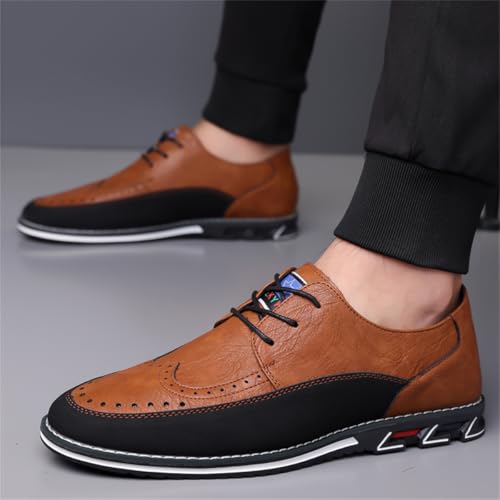 Image of Men's Casual Dress Oxfords Shoes Business Formal Italy Prince Classic Oxford Lace Up Craft Mesh Sneakers