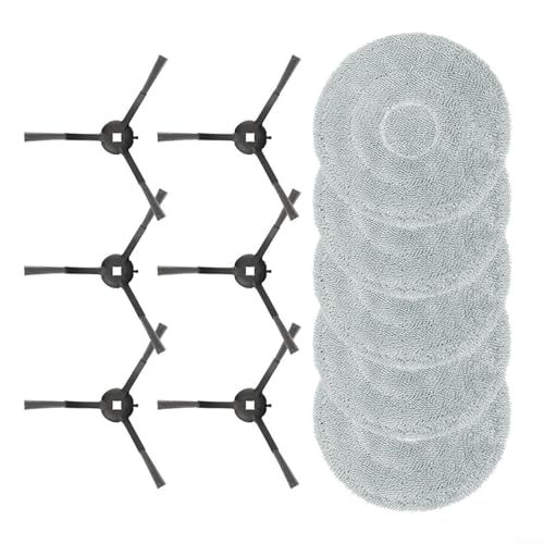 Für Trouver E30 für Aqua RLE52SC Staubsaugerzubehör Ersatz-Mopptuch und Seitenbürsten-Kit Mikrofaser-Nylonfilter passend für E30 für Aqua RLE52SC Set mit 5 Wischtüchern und 6 Seitenbürsten