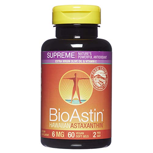 Nutrex Hawaii, BioAstin Supreme Hawaiian Astaxanthin - 6 mg 60 VEGAN soft gels – Supports Joint, Skin, Eye Health Naturally – A Super-Antioxidant Grown in Hawaii
