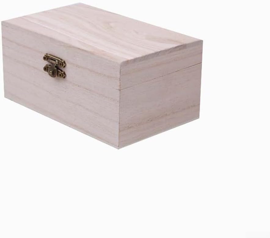 Unfinished Wooden Boxes with Hinged Lid and Front Locking Lock - Storage for Jewellery DIY Arts & Crafts Hobby