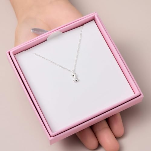 Collar de plata de ley con letra Z para niños Philip Jones colgante inicial plata 925 7