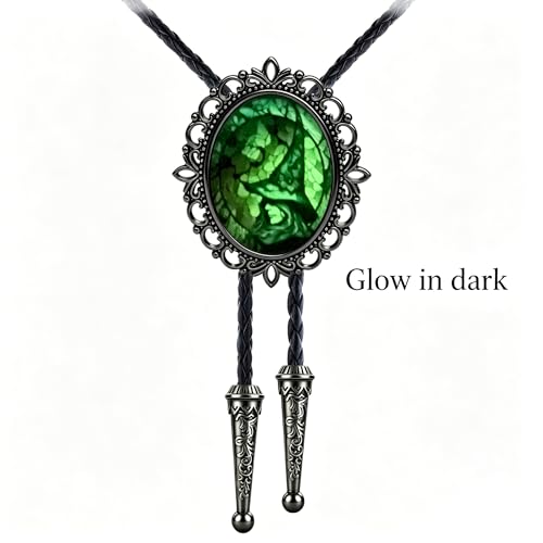 Image of Jeilwiy Bolo Tie for Men Western Cowboy Gothic Bolo Tie Necklace Halloween | Glow in Dark Bolo Tie for Men Women, 3D Halloween Bolo Tie, Gothic Western Ties, String Ties for Men Rodeo Leather Necktie