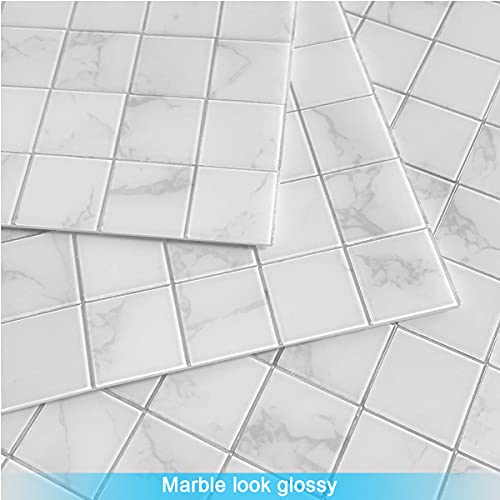 Benice Peel And Stick Backsplash Tile For Kitchen Rv Backsplash,Mosaic Tiles For Bathroom Peel And Stick Tile Shower Tile Waterproof(Carrara White 5Pcs) #TOP1