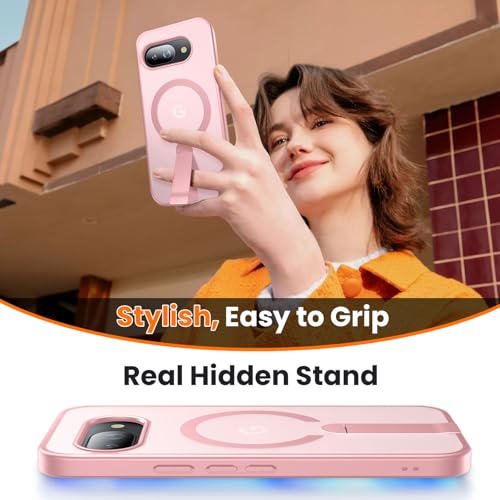 Coque Google Pixel 9A rose avec béquille pour regarder vos séries partout - 7
