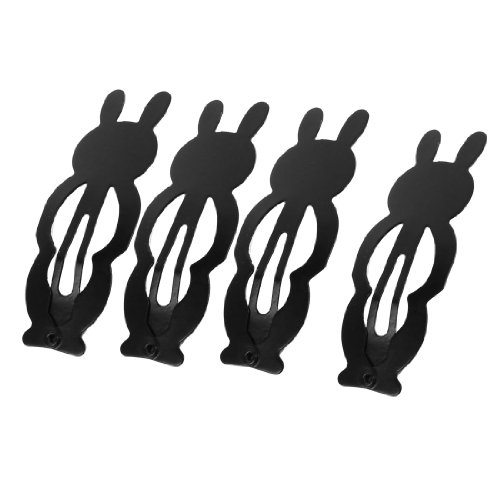 FOREVER YUNG 4 Pcs DIY Hairdo Black Metal Rabbit Shape Bow Prong Hair Clips for Ladies