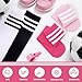 VEKDA 4 Pairs Kids Soccer Socks Toddler Boys Girls Athletic Youth Baseball Socks Knee High Seamless Toe Black/Pink/White/Rose L