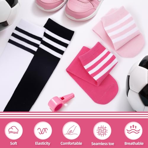 VEKDA 4 Pairs Kids Soccer Socks Toddler Boys Girls Athletic Youth Baseball Socks Knee High Seamless Toe2