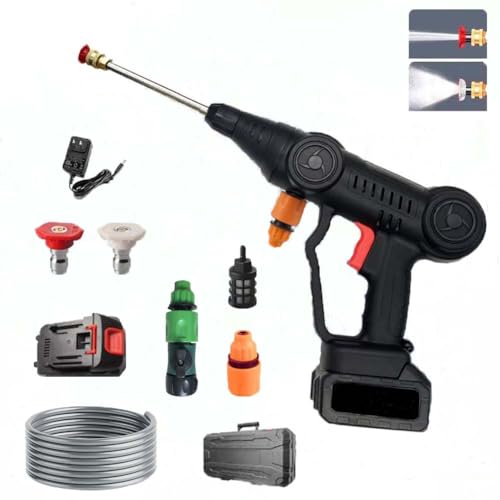 Cordless Pressure Washer Gun, 35Bar Portable Power Pressure Washer with 2 Adjustable Nozzle Suitable for Washing Cars/Fences/Siding, Portable Car Cleaning Kit (Upgraded)