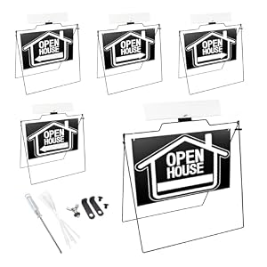 5 Pack Open House Signs for Real Estate – Real Estate Signs with 30“x28″ 5 A-Frame Stands – Weatherproof Open House Banner and Realtor Sign
