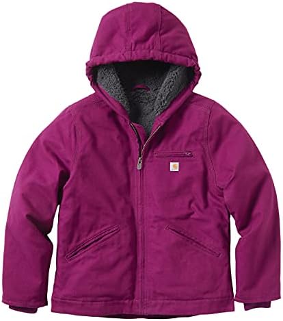 Carhartt Girls' Big Sherpa Lined Jacket Coat, Sierra Plum Caspian, Small