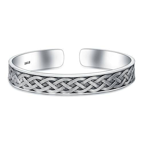 Sterling Silver Bangle Bracelet Celtic Knot Cuff Bracelet for Men Women