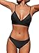 CUPSHE Maillot de bain 2 pièces triangle sexy pour femme - noir - Taille L