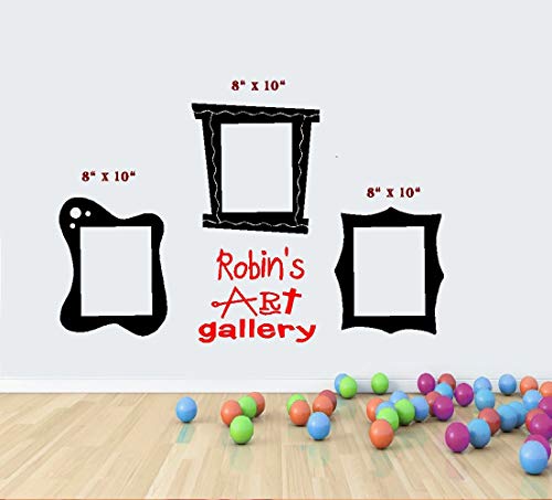 Art Gallery (Custom Name) And Three Picture Frames ~ Wall Decal 8" X 10" Qty 3 Frames #TOP2