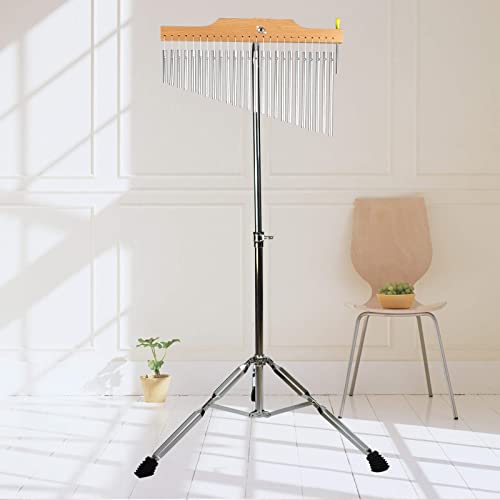 ENNBOM Bar Chimes with Adjustable Stand 25 Note 36 Note Single-row Wind Chime Musical Percussion Instrument (25 Note, Frosted silver)