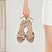 RIBONGZ Women's High Gold Heels Round Open Toe Sexy Kitten Sandals Stiletto Champagne Golden Heeled Pumps Ankle Strap Bridal Shoes with Bow Summer Wedding Party Casual Office Work 11