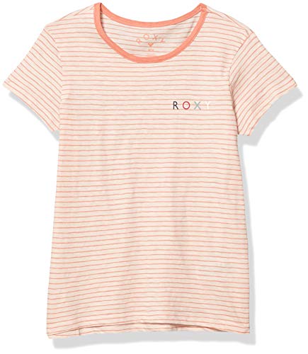 Roxy Girls' Big Days T-Shirt, Peach Blush Walker Stripes, 10/M