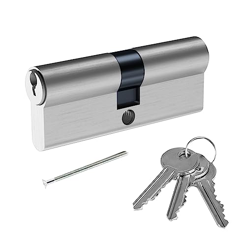 SISAV 35/35 Euro Lock Cylinder(70mm),Brass Material,Nickel Surface Treatment,High Security,Anti-Drill,with 3 Keys