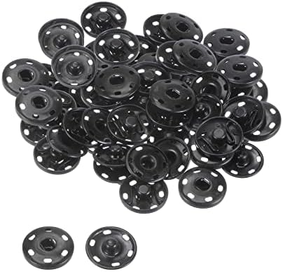 uxcell 40 Sets Sew-on Snap Buttons, 20mm 0.79 Inch & 12mm 0.83 Inch Copper Metal Snap Fasteners Press Studs Buttons for Sewing Clothing DIY, Black