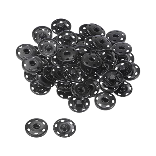 Uxcell 40 Sets Sew-On Snap Buttons, 20Mm 0.79 Inch & 12Mm 0.83 Inch Copper Metal Snap Fasteners Press Studs Buttons For Sewing Clothing Diy, Black #TOP3
