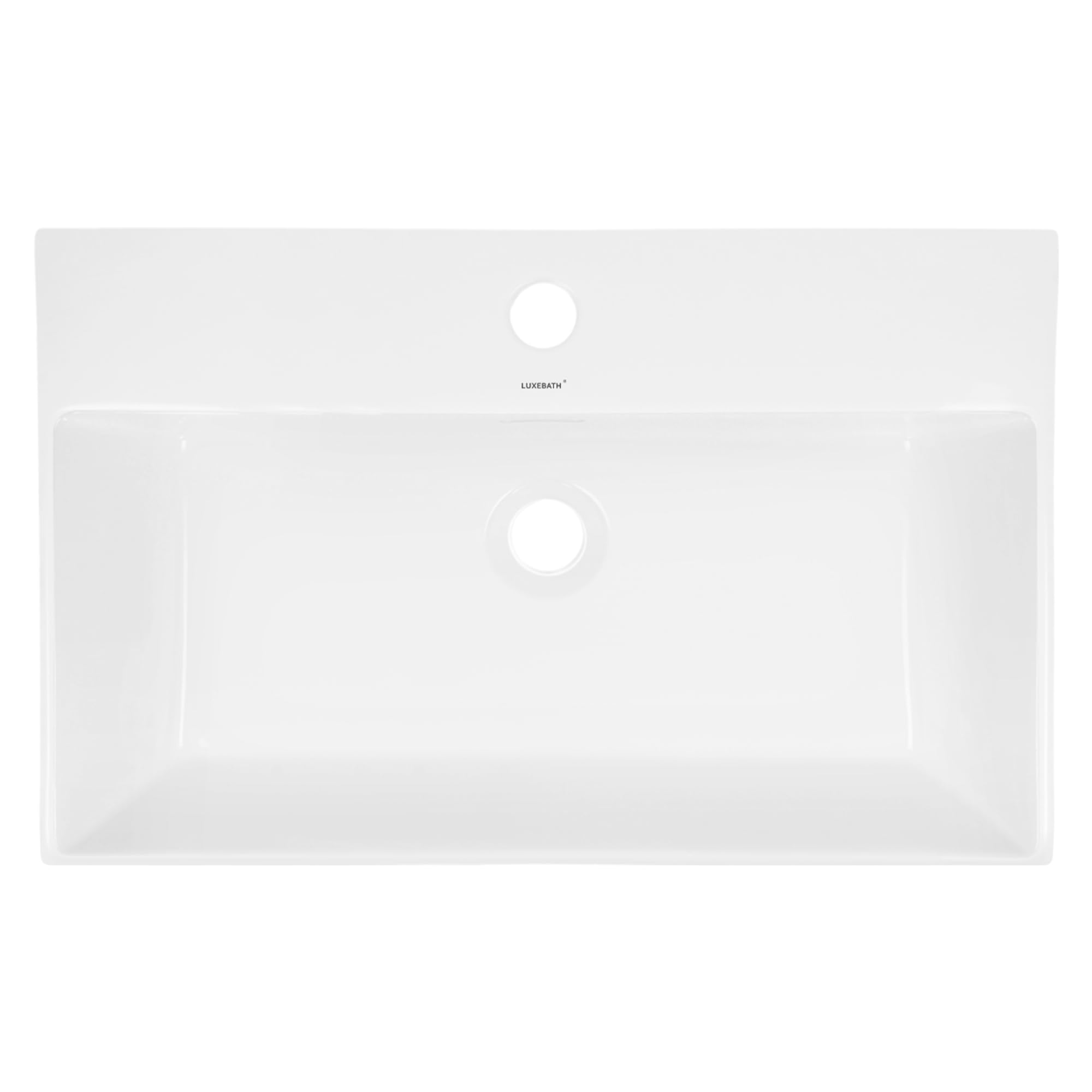 ECD Germany Lavabo da Appoggio in Ceramica Bianco Lucido Rettangolare 605x365x130 mm Design Moderno Lavello Lavandino Lavamano Bacinella per Ospiti Sanitari Rubinetteria per Bagno Casa