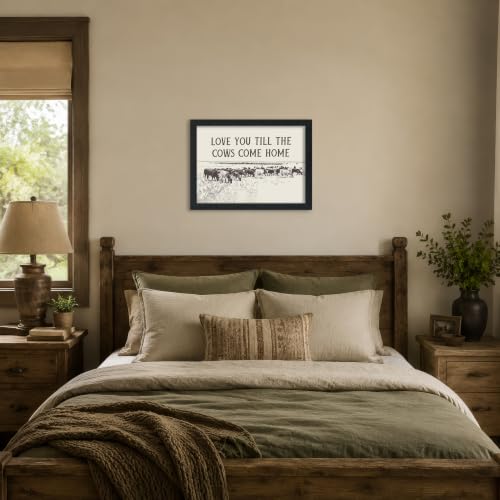 Framed Cow Wall Art with Romantic Quote, Black Frame Western Decor 10x8in by JZMGGQQ - Used condition - Image 7