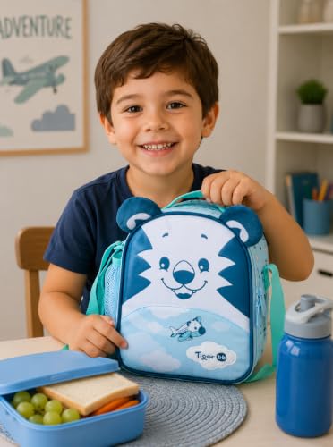 Lancheira Tigor T. Tigre Baby Transversal Escolar Azul Liso