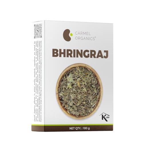 Image of CARMEL ORGANICS Bhringraj Whole 100 Grams | | Clean & Dried Bhringraj Leaves & Herb | For Hair Oil, Hair Mask & Hair Care | 100% Natural | Chemical Free