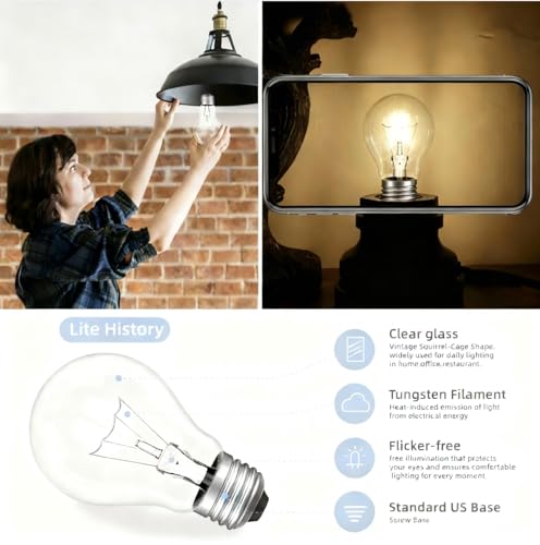 RESISPA 100W Incandescent Light Bulbs,Dimmable Medium E26 Base Light Bulbs,A19 Incandescent Light Bulbm (4)